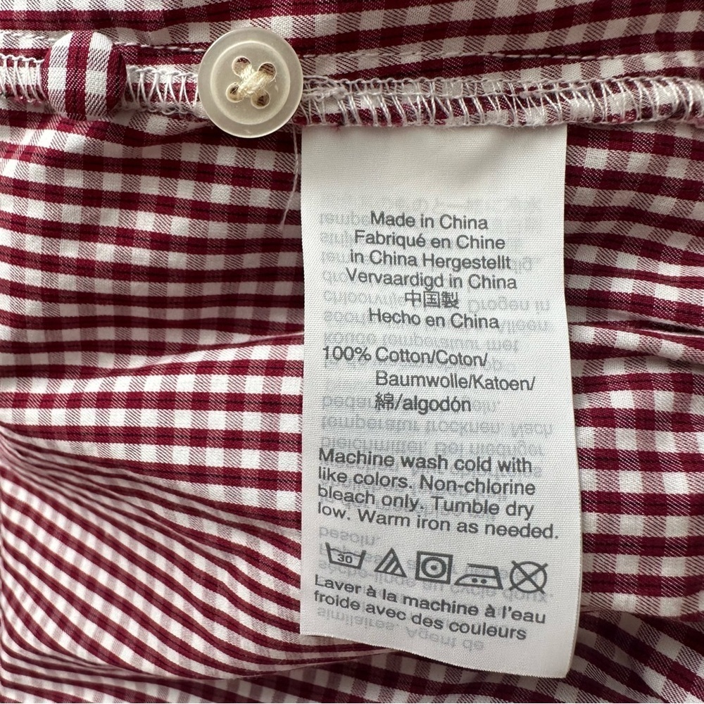 Madewell Blouse Wrap Top in Gingham Check Cropped Gingham Rusty Burgundy L - Picture 11 of 14